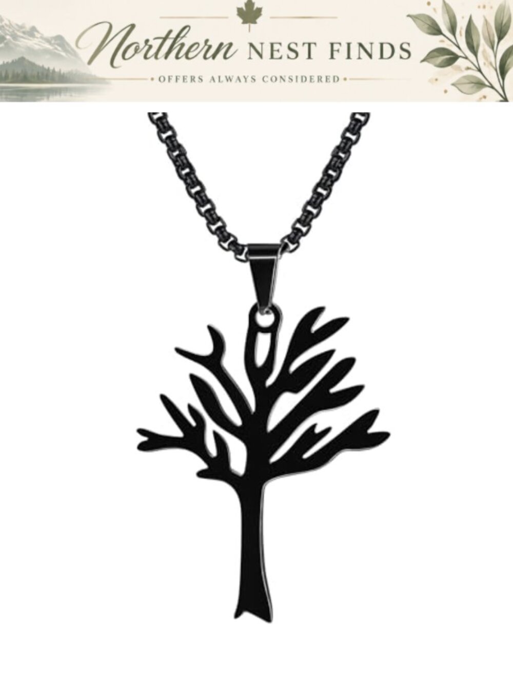 Tree of Life Pendant Necklace Stainless Steel Chain Gothic Punk